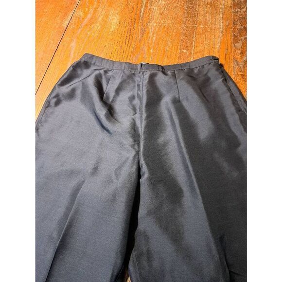 1X Silkland Woman Black Silk Side Zip Lined Pants  100% Silk High Rise Waist - Picture 3 of 4